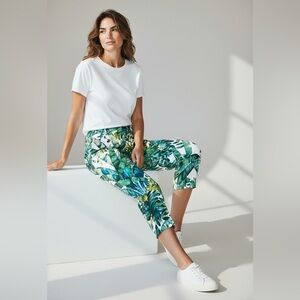 Women’s Lafayette 148 New York Green and Blue Leaf Print Pants/Capris NWOT
